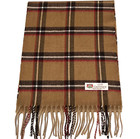 Winter Warm 100  Cashmere Scarf Plaid Camel  brown red cream Soft Wool Unisex