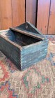 Best Antique Early Primitive Wood Wall Candle Box Old Green Blue Paint 12 