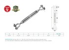 Stainless Steel T316 Mil Spec 5 16  X 4-1 2  Jaw Jaw Turnbuckle 800 Lbs Wll