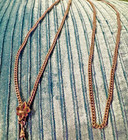Antique Victorian 14k Rose Gold Fill Watch Fob Pendant Chatelaine Necklace 40 4g