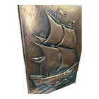 Vintage Ship Sailboat Embossed Nautical Trinket Tin Candy Container Metal Box