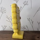 Vintage Rooster Statue Hand Painted Glaze Yellow Folk Art Ceramic Mod Figure