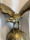 Rare Eagle On Globe In Solid Brass   1920-1950 Gov  Building Flag Pole Topper