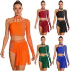 Kids Girls 2 Piece Ballet Latin Jazz Dance Outfit Sparkly Crop Top Briefs Jjkk
