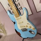 Handmade Vintage Relic Blue St Electric Guitar Sss Pickups Maple Fretboard