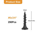 290pcs  6    3 4 Inch Drywall Screws  Black Wood Screws  Coarse Thread Sheetrock