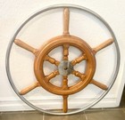 Wood   Stainless Steel 28 Inch Yacht Steering Wheel 6 Spoke 1 Inch Shaft Nice