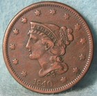 1840 Large Date Braided Hair Large Cent Better Grade Old Us Coin  506
