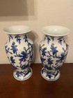 Pair Of Oriental Blue And White Porcelain Floral Blossom Vase 14   h 