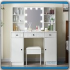 Vanity Desk Set With Led Lights Mirror Large Drawers Makeup Vanity Table W stool