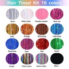 Gttukk Hair Tinsel Kit  48 Inch 16 Colors 3200 Strands   48 Inch  Multicolor