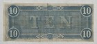 1864 Csa Richmond Confederate States America Currency  10 Dollar Note T-68