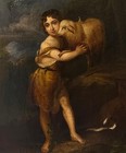 After Murillo  19th Cen-ry    St John With The Lamb Of God   Oil On Canvas