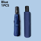 Automatic Umbrella Anti-uv Sun rain Windproof 3 Folding Compact Umbrella Blue