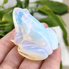 Natural Opal Quartz Crystal Lucky Frog Carved Gemstone Statue Mini Energy Decor