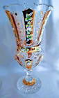 Czech Bohemia Crystal Glass - Cut Crystal Vase 36cm 14  Decorated Gold And Ename