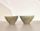Vintage Pair Of Uranium Milk Glass Deco Swan Sugar Bowl Macbeth Evans Monax