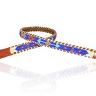 Vintage Seed Bead Belt Native Thunderbird Western Tooled Leather Narrow Size 36