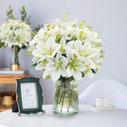 4 Bundles Artificial Tiger Lily Silk Flowers Faux Fake Lilies Plants For Wedding