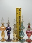 Egyptian Perfume Bottles Hand Blown Glass With Stoppers Group Of 5 In Boxes
