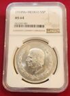1954 Mexco Hidalgo Grande 5 Pesos Silver Coin  Ngc Certified   Ms 64  rare 