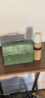 Vintage American Thermos Company Green Metal Dome Top Lunch Box W  Thermos