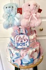Pink  blue Teddy Bear Gender Revealing Diaper Cake  Diaper Cakes  Baby Revealing
