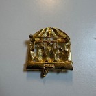 Vintage Jj Jonette Gold Tone Cats In Window Brooch Pin Whimsical Feline Jewelry