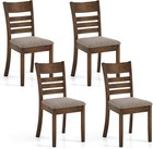 Wooden Dining Chairs Set Of 4  Upholstered Kitchen Chair W rubber Wood Frame    