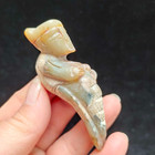 Chinese Jade Antique Hand-carved Pendant Necklace Ancient Jade People Statue1930