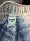 Hollister Men s Plaid Pajama Pants Xs Blue white Logo Accent