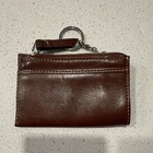 Coach Brown Leather Zip Card Wallet  Logo  Key Ring  Credit Card Slots