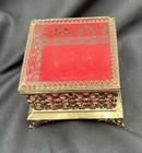 Vintage 3  Gold Filigree Ormolu Jewelry Trinket Box Casket Red Velvet