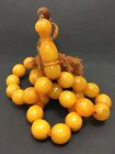 Antique Miscky Butter Scotch Yellow Amber Bakelite Islamic  Prayer 33 Beads 85gr