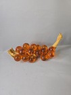 Vintage Mid Century Modern Orange Amber Lucite Grape Cluster On Driftwood 14   