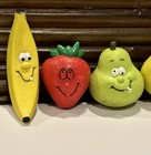 Lot Of 6 Vintage Russ  Anthropomorphic Fruit Erasers - Funny Faces - Nos- Rare