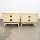 Mid Century Modern Nightstands Side Tables End White 2 Drawers Brass Clover Mcm