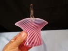 Vintage Fenton Cranberry Opalescent Glass Spiral Optic Basket From Hat Vase