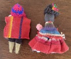 Vintage Pair Small Peruvian Folk Doll Handmade 2 50  Holding Lamb And Baby