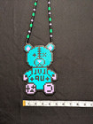      New Blue Level Up Bear Kandi Perler Stretch Necklace Monster Rave Dj Plur Edc