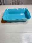 Pioneer Woman Ruffled Edge Teal turqouise Stoneware 9 5    X 14    Baking Dish