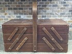 Vtg Wooden Sewing Box 3 Tier Accordion Style For Restoration Storage Organizer 