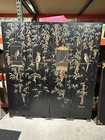 Hand-painted Asian Folding Screen 4-panel Birds   Lotus     Vintage Room Divider