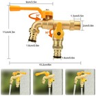 Heavy Duty Brass Double Tap Water Faucet Stable Dual Outlet Hose Valve Yellow Us