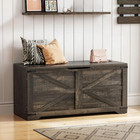 Wooden Storage Bench  Farmhouse Storage Chest With Safety Hinges  Entryway Shoe