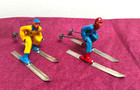 Barclay Manoil Vtg Lot Of 16 Painted Lead Ski Ice Skating Sled Figures Winter