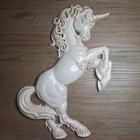 Vintage Burwood Products Unicorn Wall Hanging Plaque Cream Ivory 3d Mythical