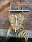Handmade Mountain Man reenactment Leather Fringe Pouch W  Cowrie Shells   Pipe