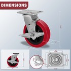 6 Inch Polyurethane Tread Caster Wheels   Heavy Duty capacity 1000-4000lb