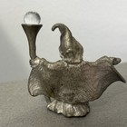 Spoontiques  1988 Pewter Wizard W  Crystal Staff  Missing A Crystal In His Hand